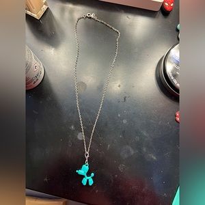 Blue Retro Balloon Dog Necklace